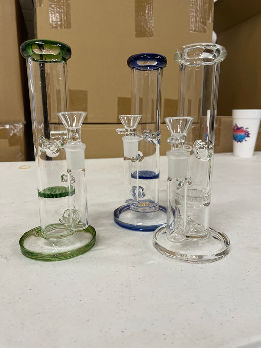 8” Color Accent Straight Tube w/ Honeycomb Perc