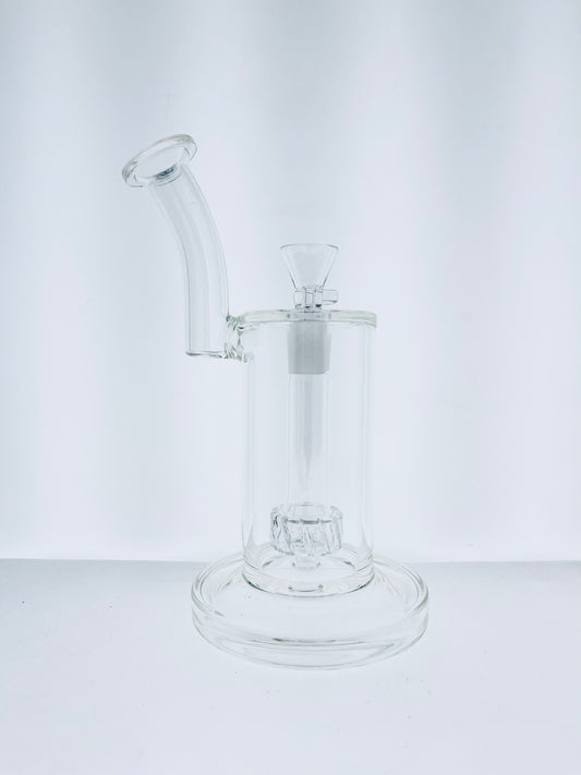 9" Clear Bubbler w/ Bent Neck & Slotted Perc