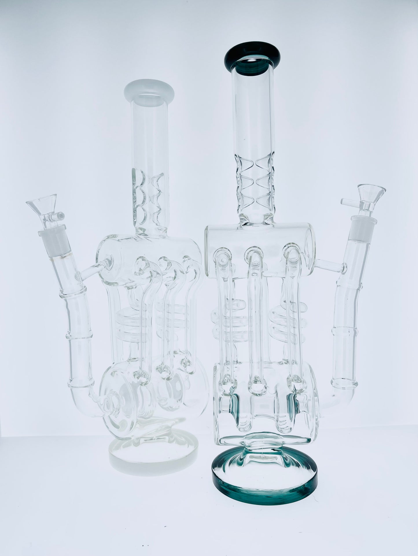 15" Dual Stem Line Multi Uptake Recycler w/ Color Accents