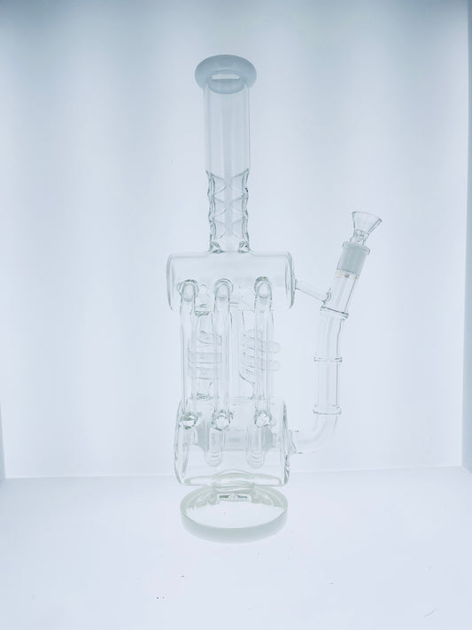 15" Dual Stem Line Multi Uptake Recycler w/ Color Accents